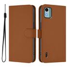 For Nokia C12 Skin Feel Solid Color Leather Phone Case with Lanyard(Brown) - 2