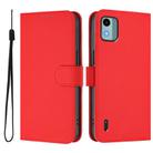 For Nokia C12 Skin Feel Solid Color Leather Phone Case with Lanyard(Red) - 2