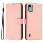 For Nokia C12 Skin Feel Solid Color Leather Phone Case with Lanyard(Pink) - 2