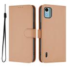 For Nokia C12 Skin Feel Solid Color Leather Phone Case with Lanyard(Nude) - 2