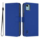 For Nokia C12 Skin Feel Solid Color Leather Phone Case with Lanyard(Dark Blue) - 2