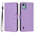 For Nokia C12 Skin Feel Solid Color Leather Phone Case with Lanyard(Lavender Purple) - 2