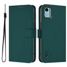 For Nokia C12 Skin Feel Solid Color Leather Phone Case with Lanyard(Dark Green) - 2