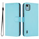 For Nokia C12 Skin Feel Solid Color Leather Phone Case with Lanyard(Sky Blue) - 2