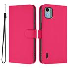 For Nokia C12 Skin Feel Solid Color Leather Phone Case with Lanyard(Rose Red) - 2