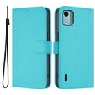 For Nokia C12 Skin Feel Solid Color Leather Phone Case with Lanyard(Lake Blue) - 2