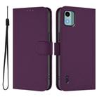 For Nokia C12 Skin Feel Solid Color Leather Phone Case with Lanyard(Violet) - 2