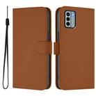For Nokia G22 Skin Feel Solid Color Leather Phone Case with Lanyard(Brown) - 2