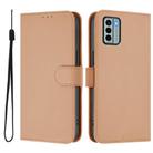 For Nokia G22 Skin Feel Solid Color Leather Phone Case with Lanyard(Nude) - 2