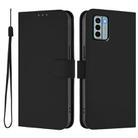 For Nokia G22 Skin Feel Solid Color Leather Phone Case with Lanyard(Black) - 2