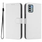 For Nokia G22 Skin Feel Solid Color Leather Phone Case with Lanyard(White) - 2