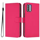 For Nokia G22 Skin Feel Solid Color Leather Phone Case with Lanyard(Rose Red) - 2