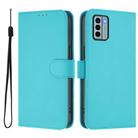 For Nokia G22 Skin Feel Solid Color Leather Phone Case with Lanyard(Lake Blue) - 2