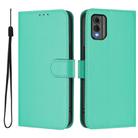 For Nokia C32 Skin Feel Solid Color Leather Phone Case with Lanyard(Green) - 2