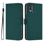 For Nokia C32 Skin Feel Solid Color Leather Phone Case with Lanyard(Dark Green) - 2
