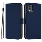 For Nokia C32 Skin Feel Solid Color Leather Phone Case with Lanyard(Navy Blue) - 2