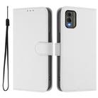 For Nokia C32 Skin Feel Solid Color Leather Phone Case with Lanyard(White) - 2