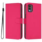 For Nokia C32 Skin Feel Solid Color Leather Phone Case with Lanyard(Rose Red) - 2