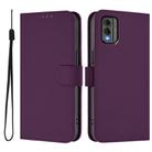For Nokia C32 Skin Feel Solid Color Leather Phone Case with Lanyard(Violet) - 2