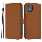 For Nokia C02 Skin Feel Solid Color Leather Phone Case with Lanyard(Brown) - 2