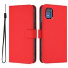For Nokia C02 Skin Feel Solid Color Leather Phone Case with Lanyard(Red) - 2