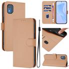 For Nokia C02 Skin Feel Solid Color Leather Phone Case with Lanyard(Nude) - 1