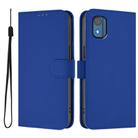 For Nokia C02 Skin Feel Solid Color Leather Phone Case with Lanyard(Dark Blue) - 2