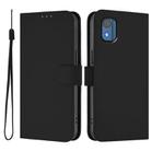 For Nokia C02 Skin Feel Solid Color Leather Phone Case with Lanyard(Black) - 2