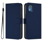 For Nokia C02 Skin Feel Solid Color Leather Phone Case with Lanyard(Navy Blue) - 2