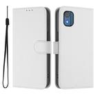 For Nokia C02 Skin Feel Solid Color Leather Phone Case with Lanyard(White) - 2