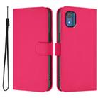 For Nokia C02 Skin Feel Solid Color Leather Phone Case with Lanyard(Rose Red) - 2