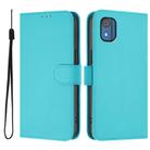 For Nokia C02 Skin Feel Solid Color Leather Phone Case with Lanyard(Lake Blue) - 2