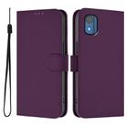 For Nokia C02 Skin Feel Solid Color Leather Phone Case with Lanyard(Violet) - 2