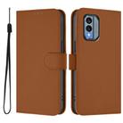 For Nokia X30 5G Skin Feel Solid Color Leather Phone Case with Lanyard(Brown) - 2