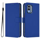 For Nokia X30 5G Skin Feel Solid Color Leather Phone Case with Lanyard(Dark Blue) - 2