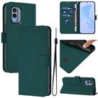 For Nokia X30 5G Skin Feel Solid Color Leather Phone Case with Lanyard(Dark Green) - 1