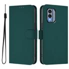 For Nokia X30 5G Skin Feel Solid Color Leather Phone Case with Lanyard(Dark Green) - 2