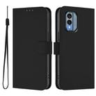 For Nokia X30 5G Skin Feel Solid Color Leather Phone Case with Lanyard(Black) - 2