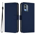 For Nokia X30 5G Skin Feel Solid Color Leather Phone Case with Lanyard(Navy Blue) - 2