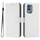 For Nokia X30 5G Skin Feel Solid Color Leather Phone Case with Lanyard(White) - 2