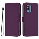 For Nokia X30 5G Skin Feel Solid Color Leather Phone Case with Lanyard(Violet) - 2