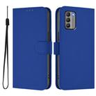 For Nokia G400 Skin Feel Solid Color Leather Phone Case with Lanyard(Dark Blue) - 2
