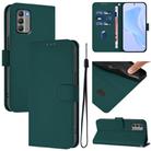 For Nokia G400 Skin Feel Solid Color Leather Phone Case with Lanyard(Dark Green) - 1
