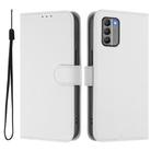 For Nokia G400 Skin Feel Solid Color Leather Phone Case with Lanyard(White) - 2