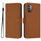 For Nokia G11 4G / G21 4G Skin Feel Solid Color Leather Phone Case with Lanyard(Brown) - 2