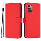 For Nokia G11 4G / G21 4G Skin Feel Solid Color Leather Phone Case with Lanyard(Red) - 2
