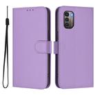 For Nokia G11 4G / G21 4G Skin Feel Solid Color Leather Phone Case with Lanyard(Lavender Purple) - 2
