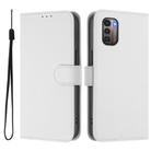 For Nokia G11 4G / G21 4G Skin Feel Solid Color Leather Phone Case with Lanyard(White) - 2