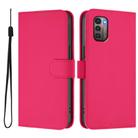 For Nokia G11 4G / G21 4G Skin Feel Solid Color Leather Phone Case with Lanyard(Rose Red) - 2