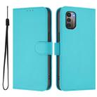 For Nokia G11 4G / G21 4G Skin Feel Solid Color Leather Phone Case with Lanyard(Lake Blue) - 2